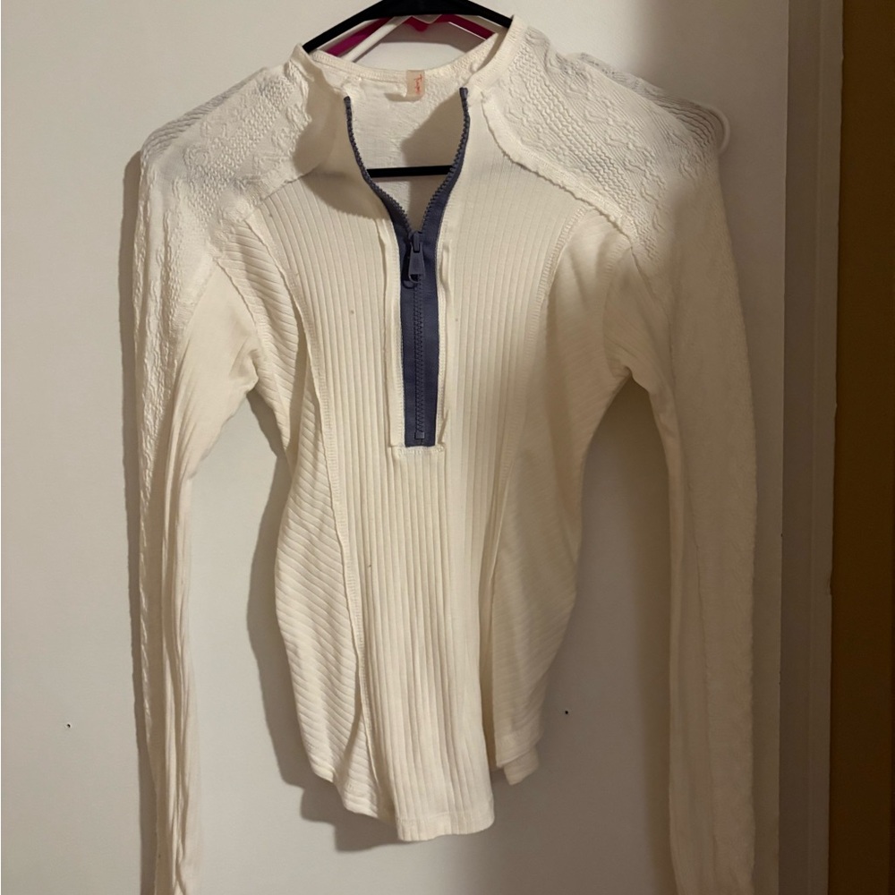 Free People, quarterzip long sleeve, detailed sleeve, XS, lightly worn